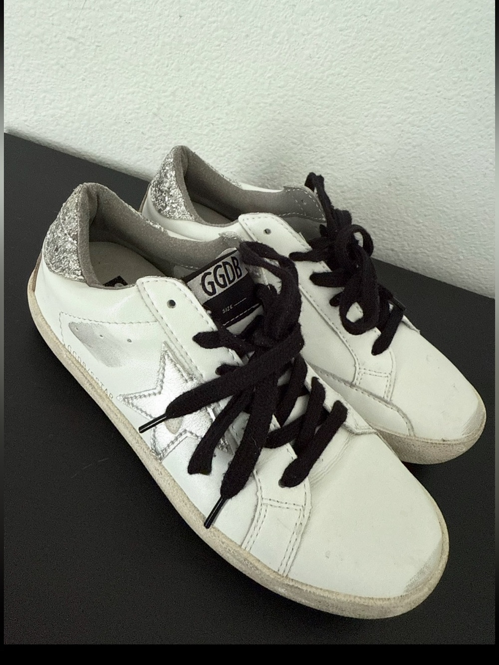 Golden Goose Kids Super-Star Sneakers Size 36 EU (US 4Y) White Leather Glitter